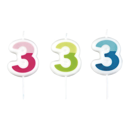 Vela para tarta de cumpleaños "3" DELICIA kids